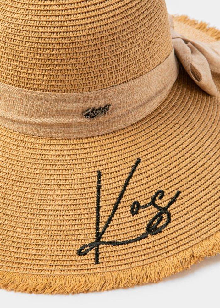 Brown "Kos" Straw Hat w/ Brown Ribbon - Image 3