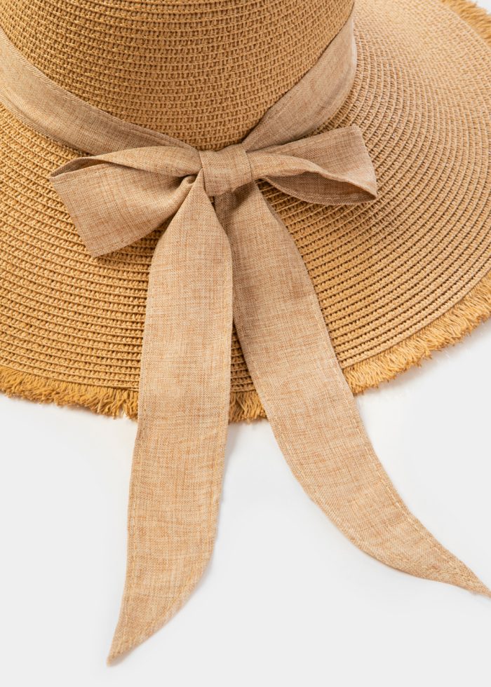 Brown "Kos" Straw Hat w/ Brown Ribbon - Image 4