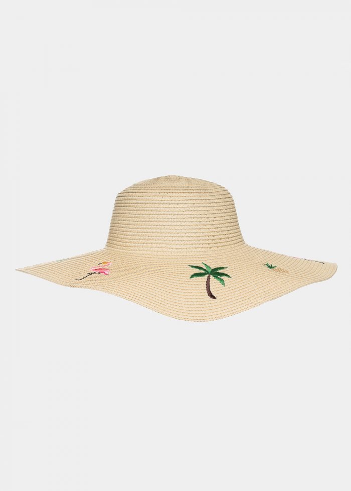 Ecru hat with tropical details - Image 2
