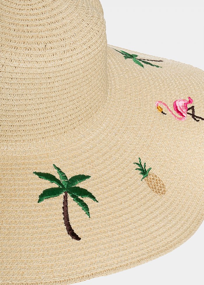 Ecru hat with tropical details - Image 3