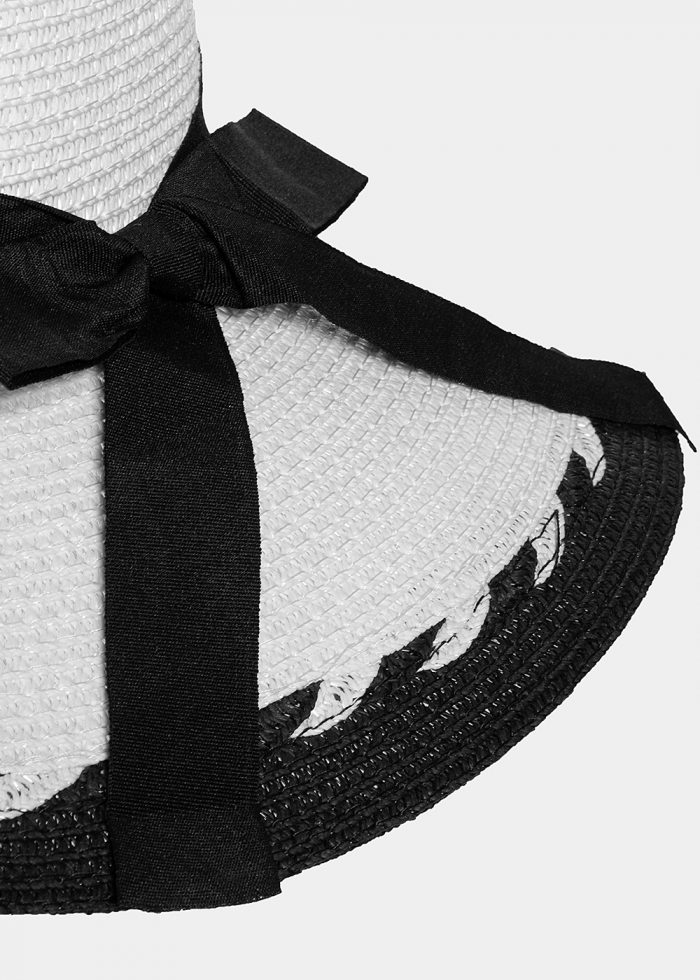 Ice white hat with black bow - Image 3