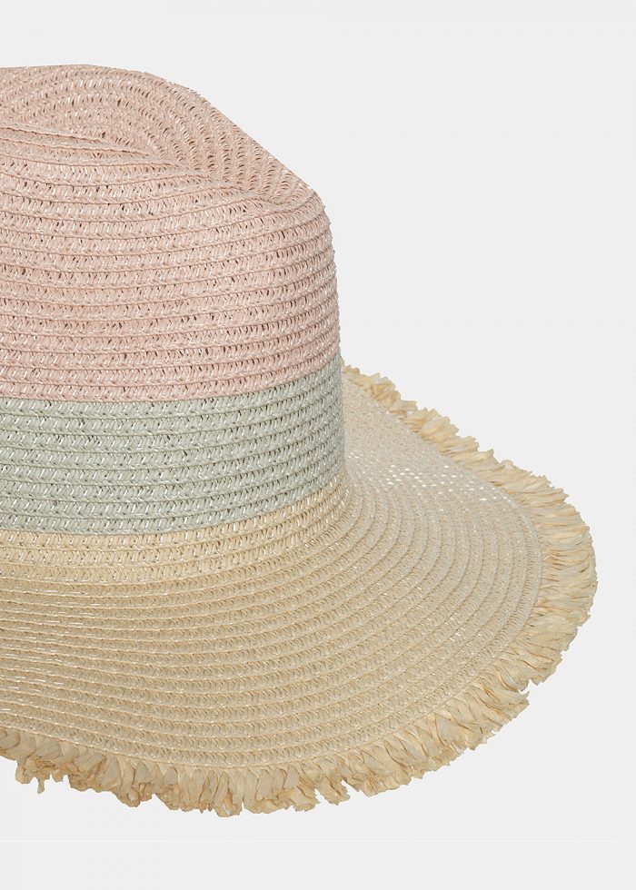 Beige, turquoise and pink hat - Image 3