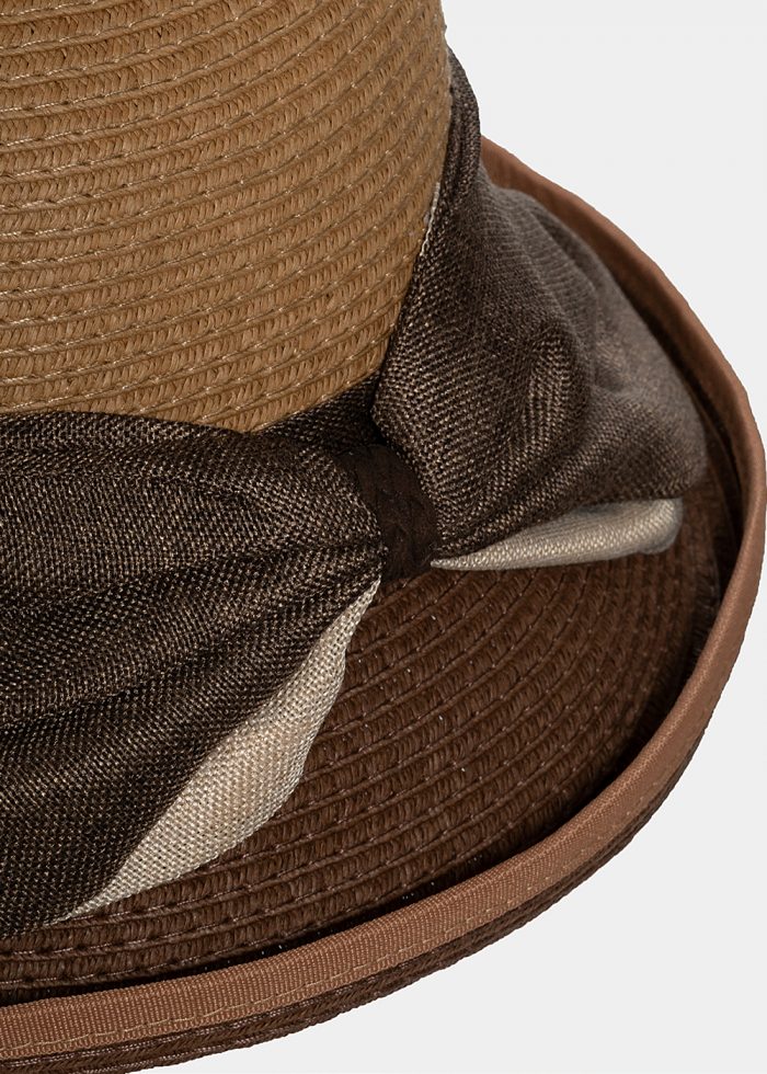 Brown hat with olive bow - Image 3