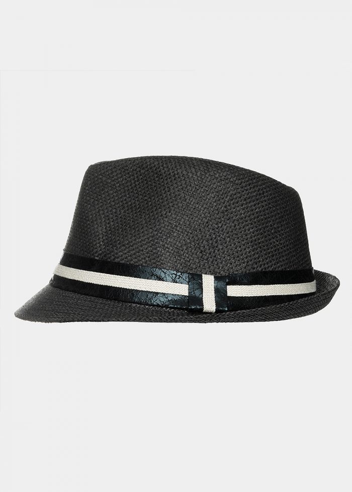 Black fedora with leather strap - Image 2
