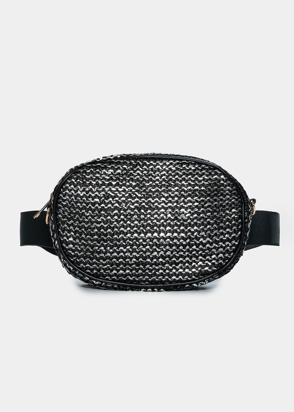Straw small belt bag in black silver Straw small belt bag in black silver - Image 1