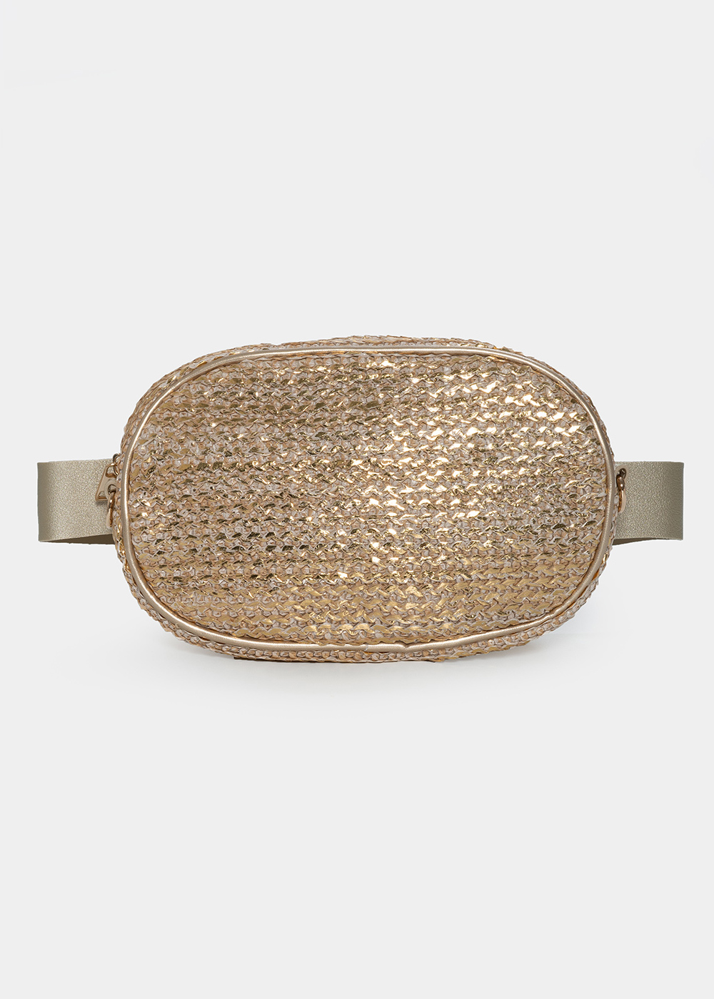 Straw small belt bag in beige gold Straw small belt bag in beige gold - Image 1