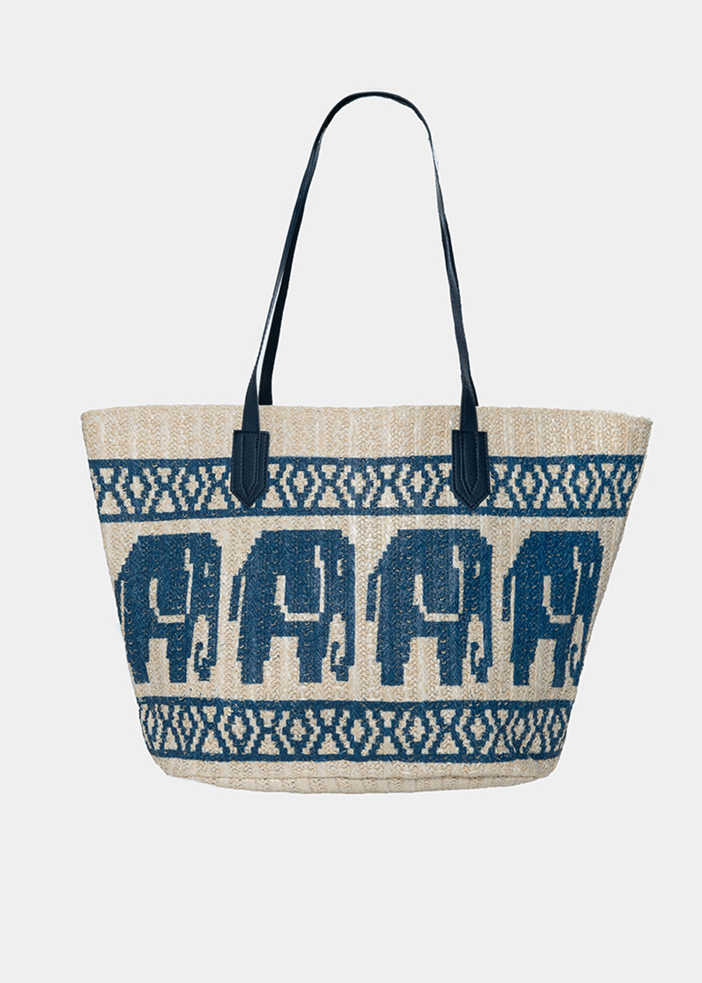 straw bag with blue print straw bag with blue print - Image 1