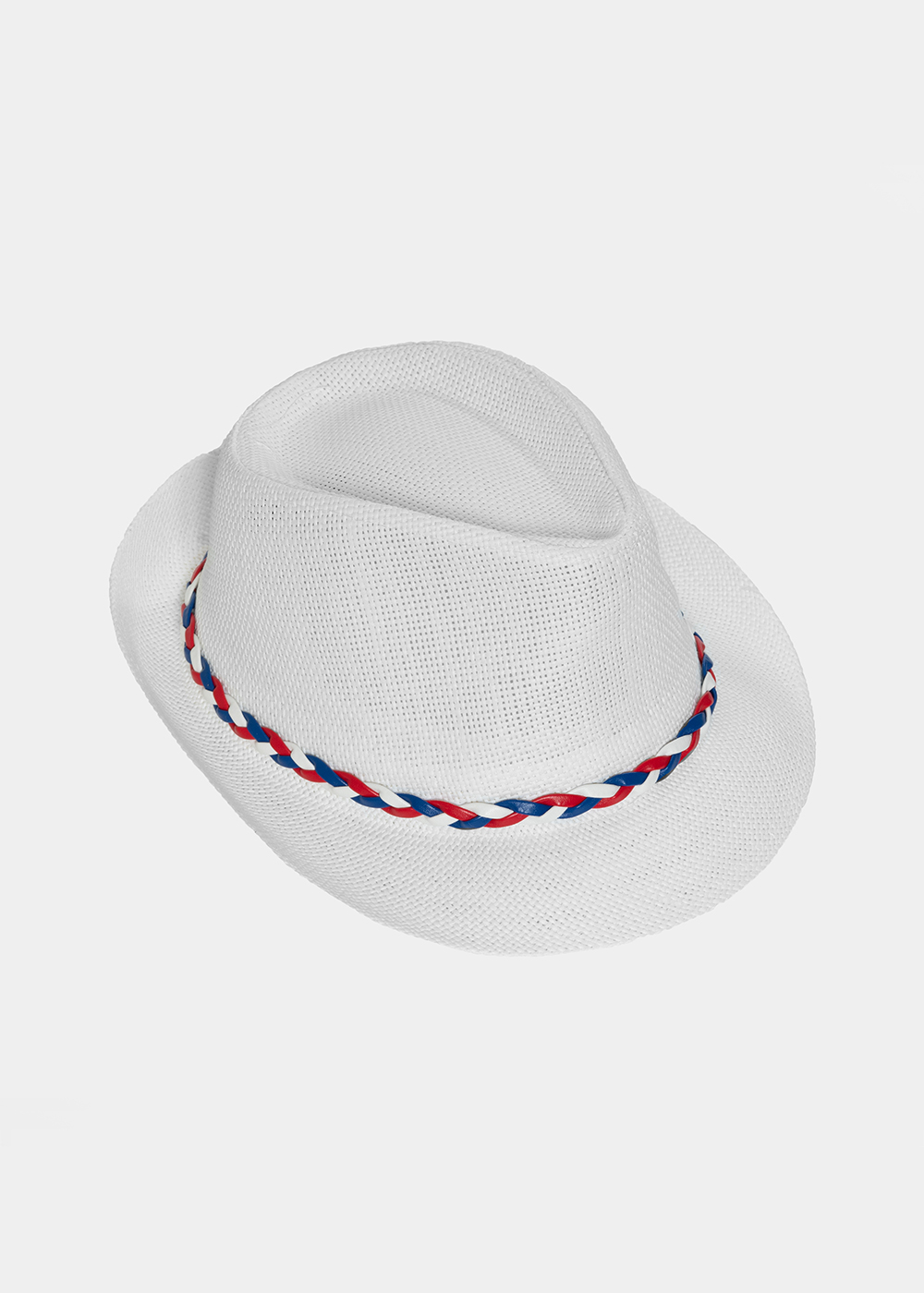 White fedora with 3 colour rib White fedora with 3 colour rib - Image 1