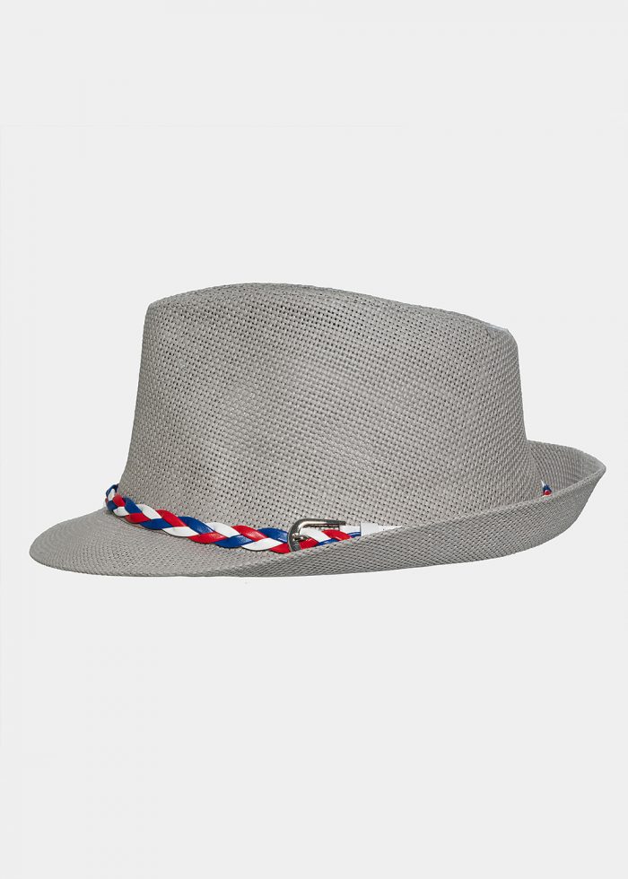 Grey fedora with 3 colour rib - Image 2