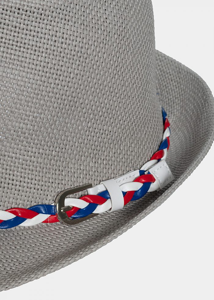 Grey fedora with 3 colour rib - Image 3