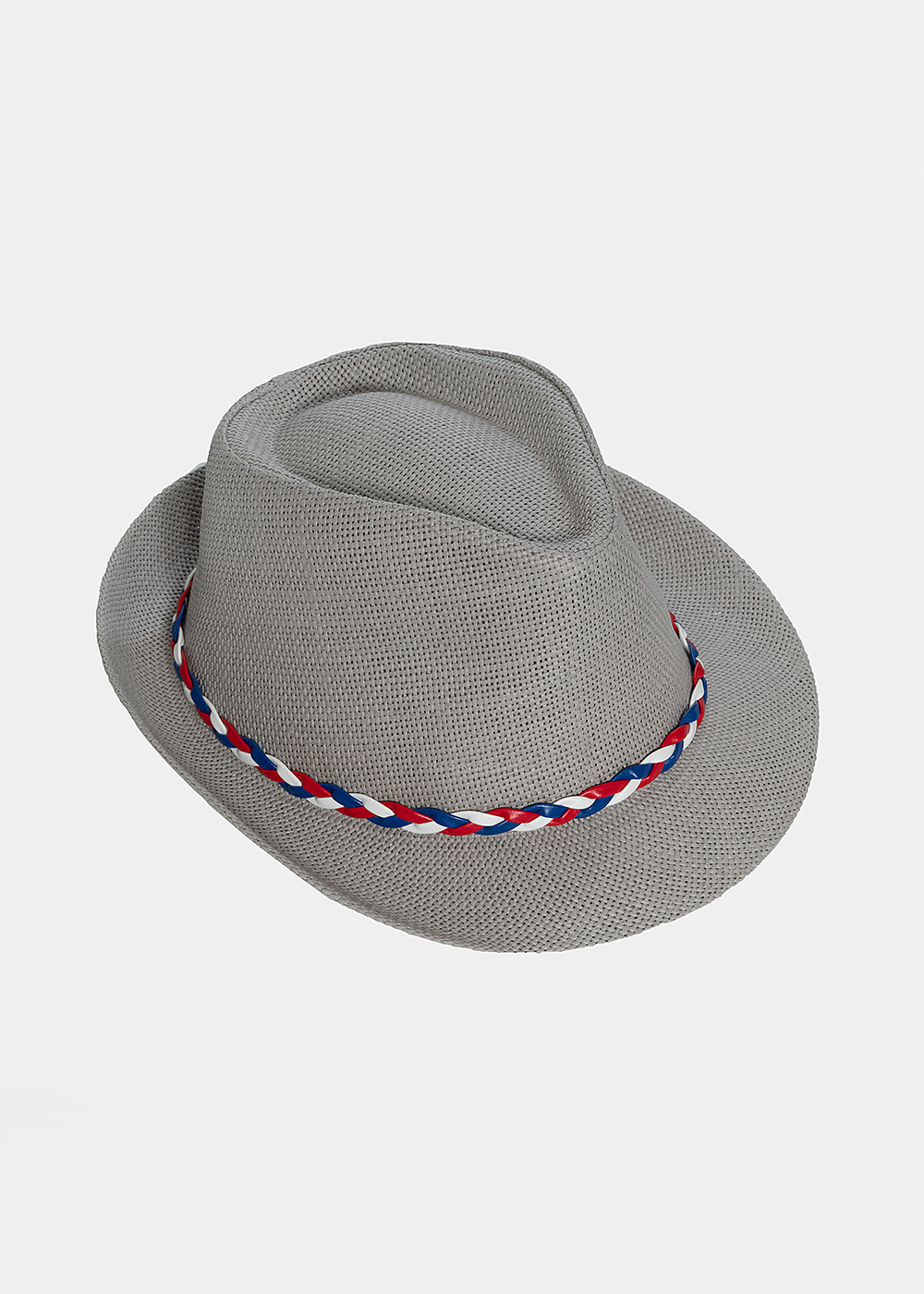Grey fedora with 3 colour rib Grey fedora with 3 colour rib - Image 1