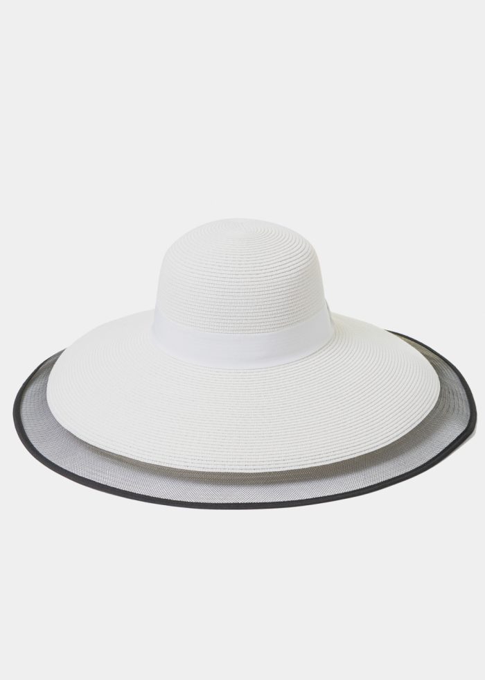White Straw Hat w/ Black Details - Image 2