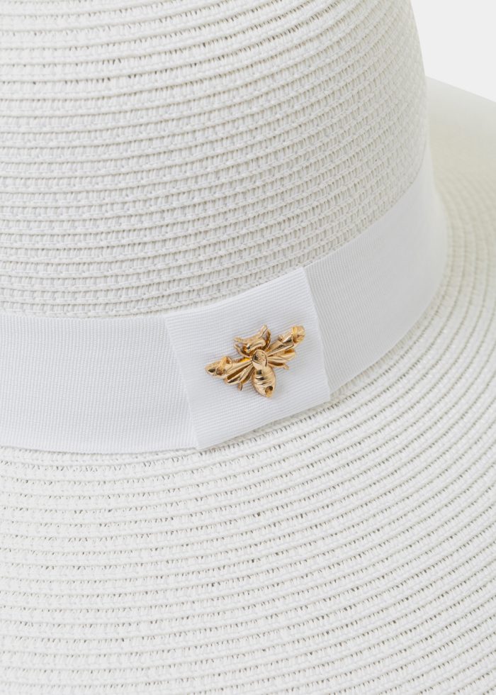 White Straw Hat w/ Black Details - Image 3