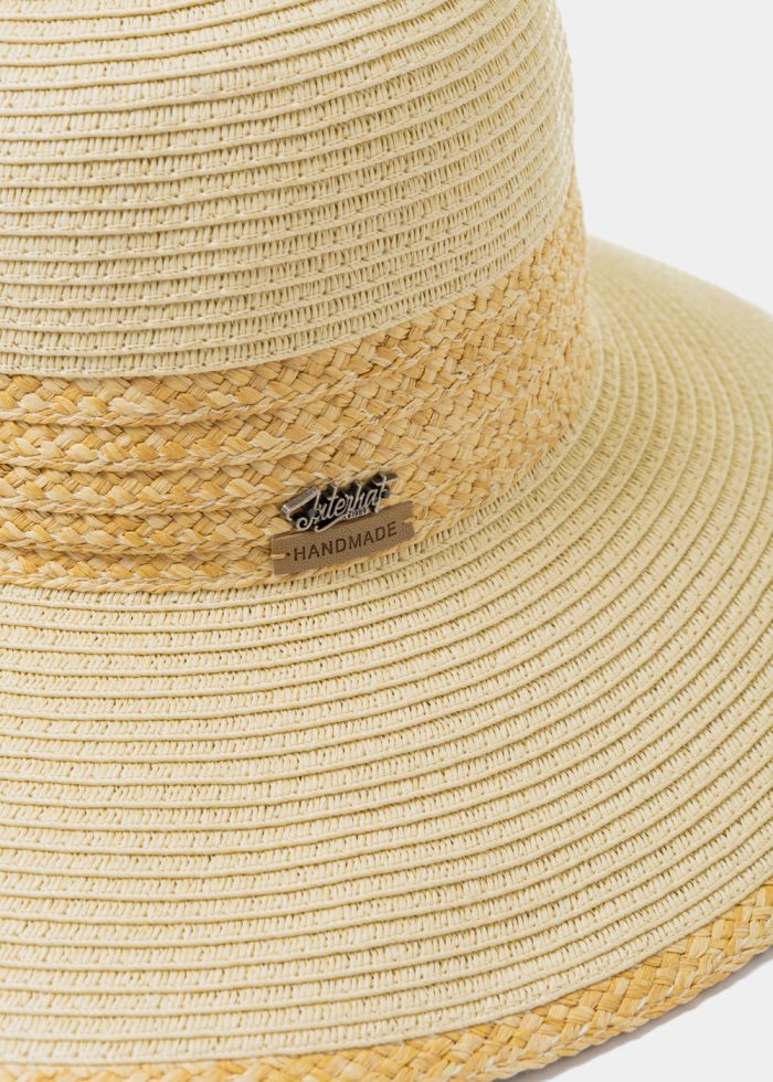 Handmade Beige Hat w/ Raffia Details - Image 3