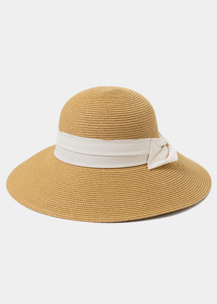 Brown Straw Hat w/ Cream Bow - Image 2