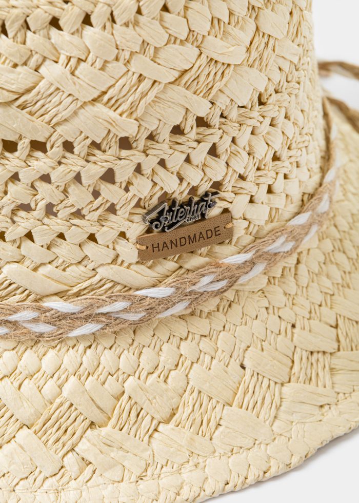 Beige Handmade Braided Hat - Image 3