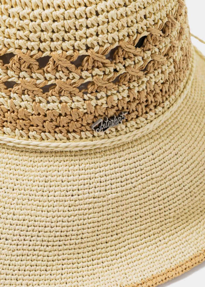 Beige & Brown Handmade Hat - Image 3
