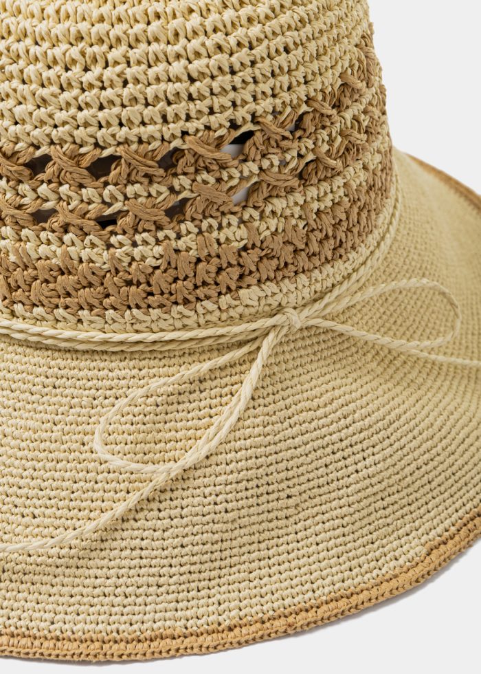 Beige & Brown Handmade Hat - Image 4