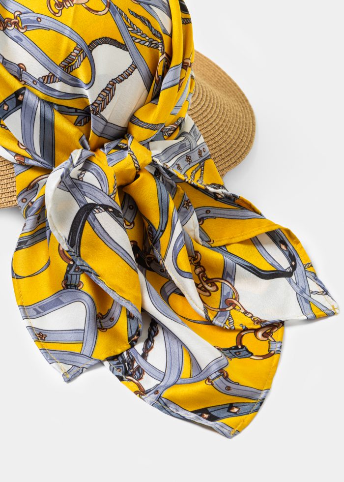 Brown Hat w/ Satin Bandana - Image 5