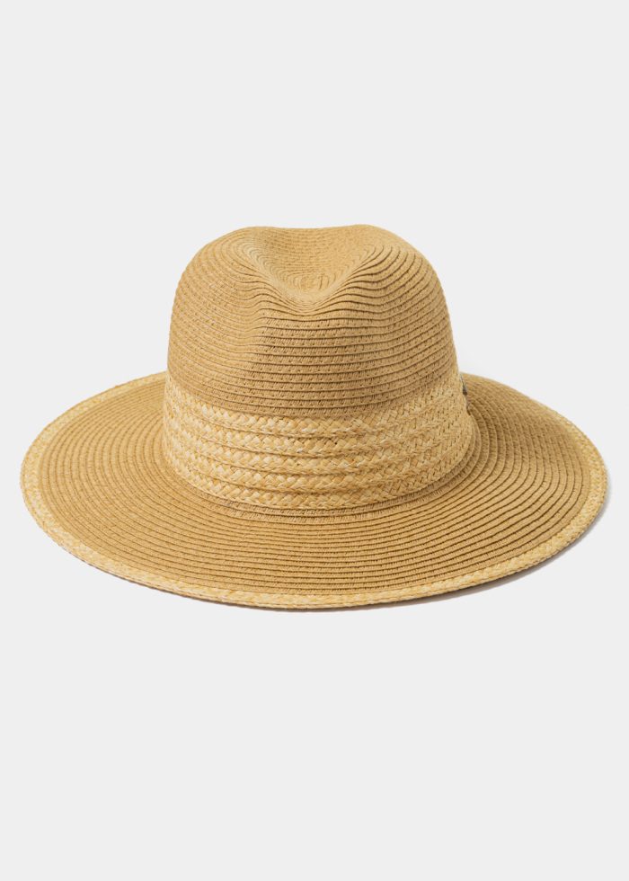 Brown Handmade Panama Style Hat w/ Raffia Details - Image 2