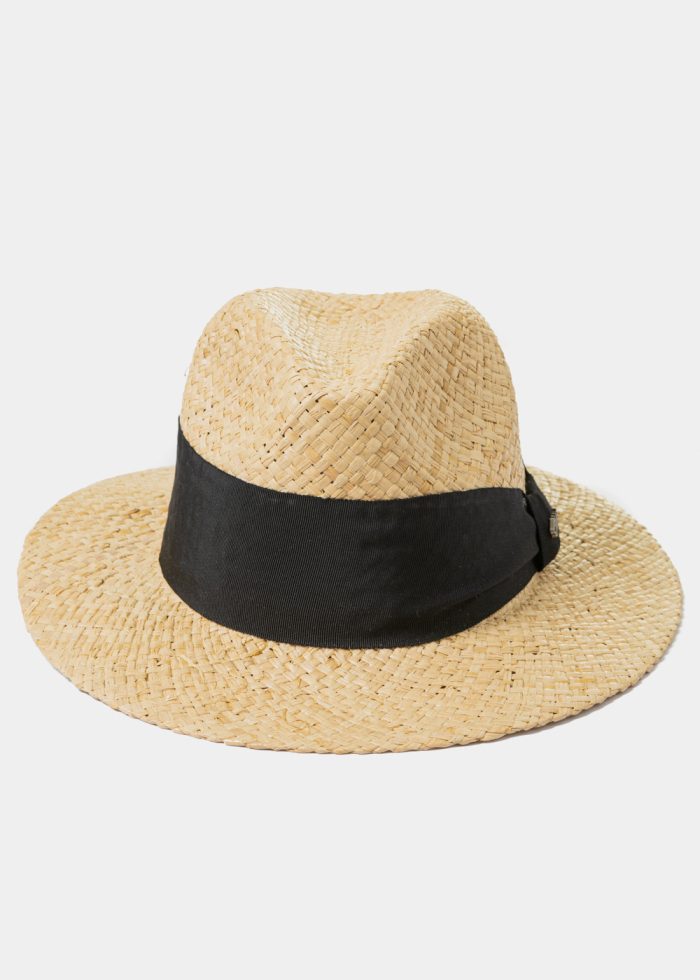 Raffia Panama Style Hat w/ Black Hatband - Image 2