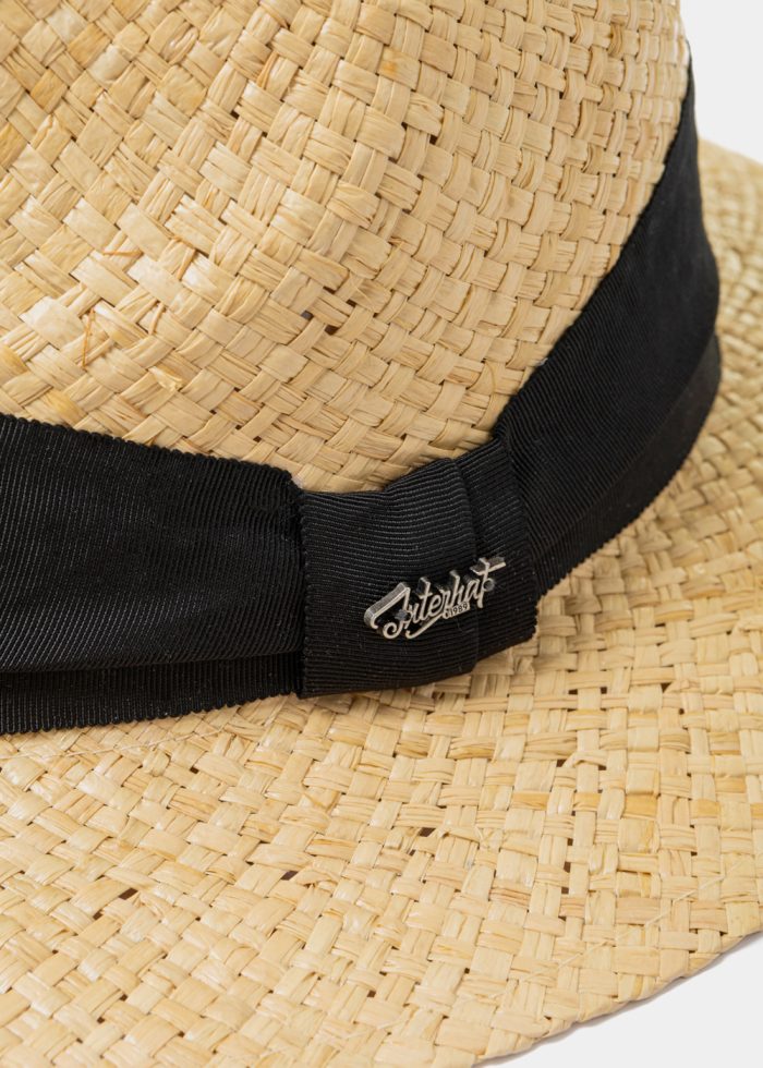 Raffia Panama Style Hat w/ Black Hatband - Image 3