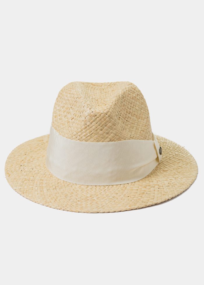 Raffia Panama Style Hat w/ Ecru Hatband - Image 2