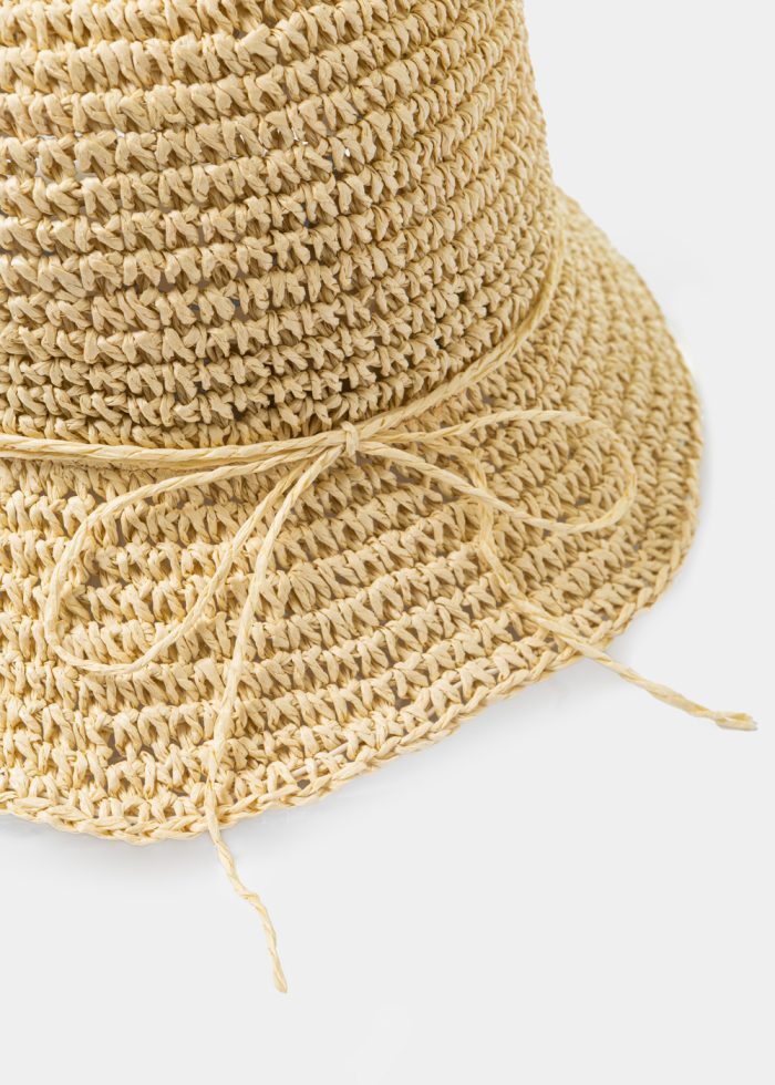 Beige Knitted Bucket Style Hat - Image 4