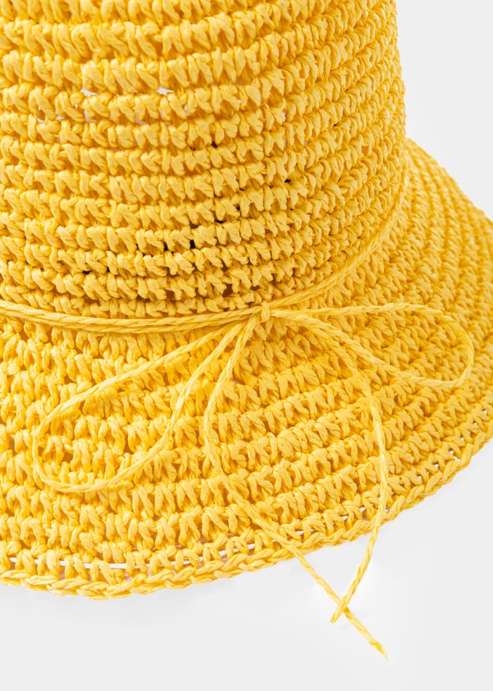 Yellow Knitted Bucket Style Hat - Image 4