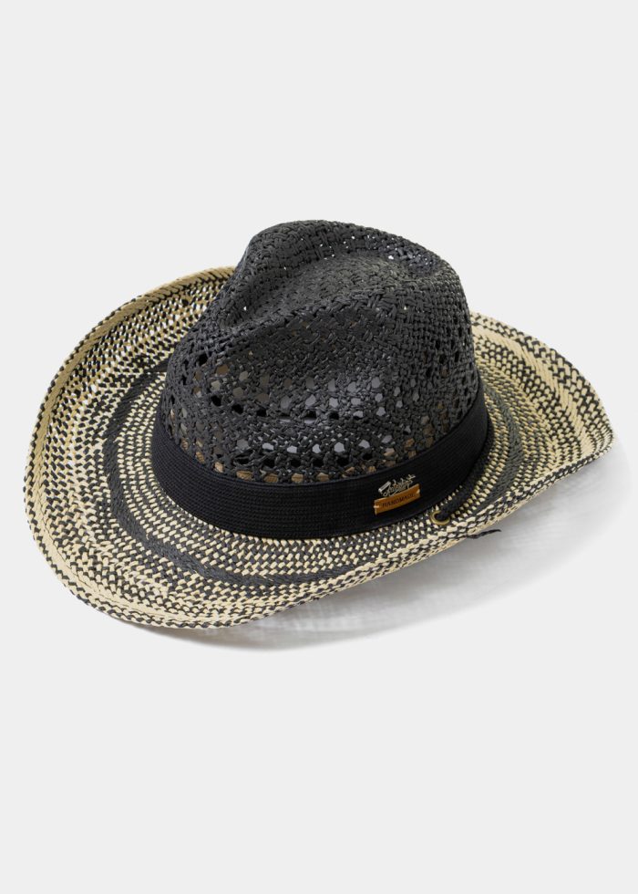 Black & Ecru Cowboy Style Hat w/ Black Hatband - Image 2