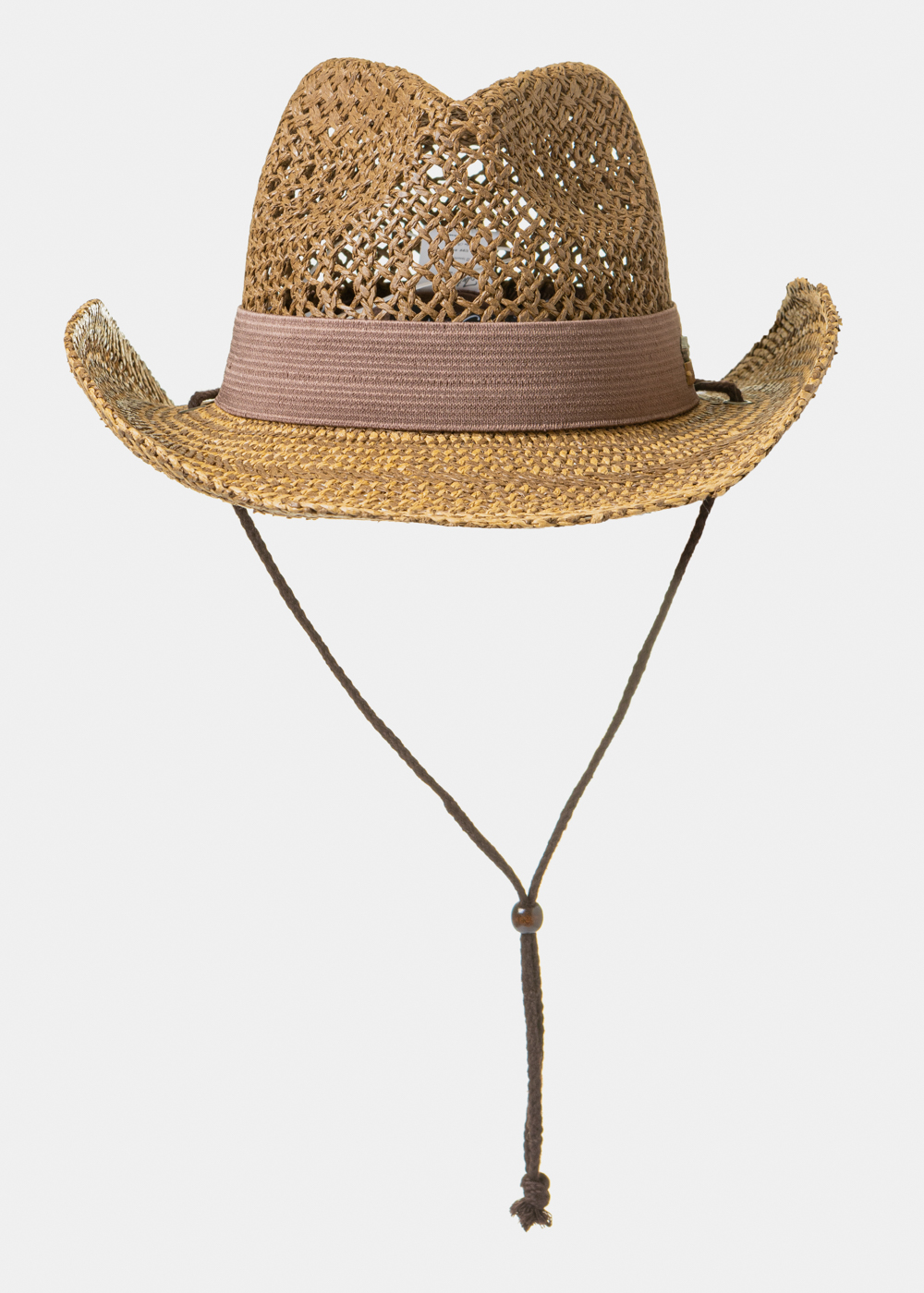 Brown & Beige Cowboy Style Hat w/ Brown Hatband Brown & Beige Cowboy Style Hat w/ Brown Hatband - Image 1