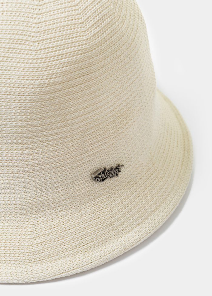 Ecru Knitted Bucket Style Hat 2 - Image 3