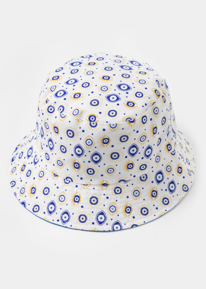 Double-Faced Bucket Hat Eyes Pattern & Blue - Image 3