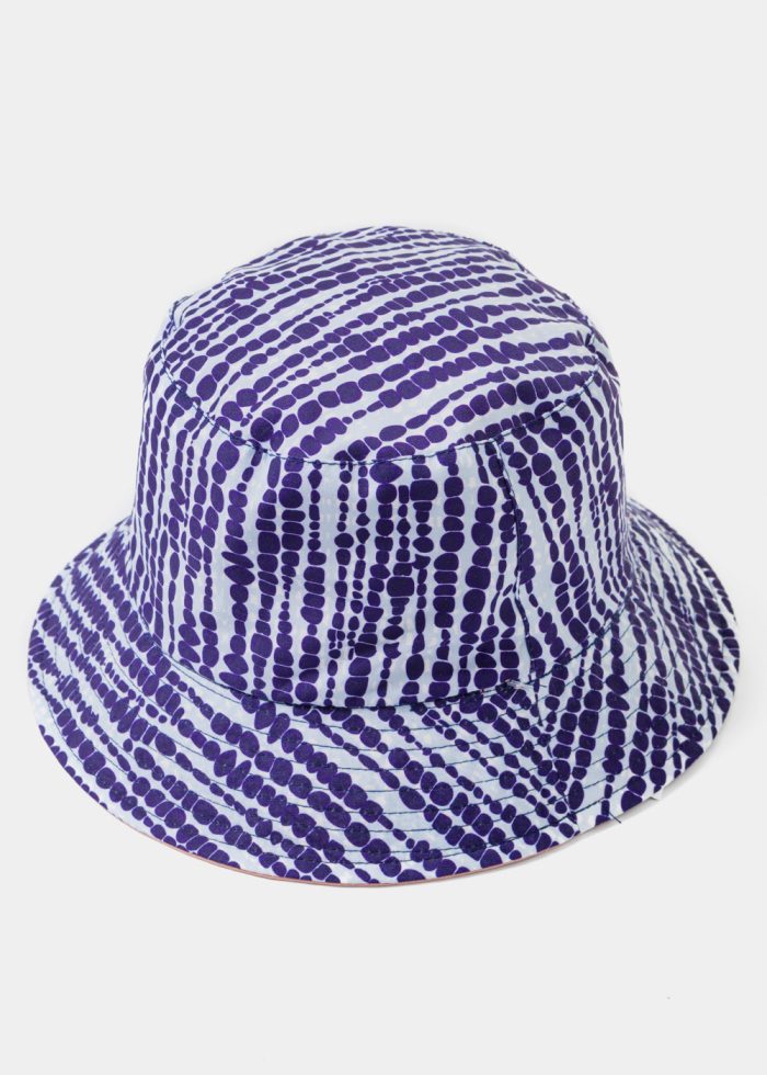 Double-Faced Bucket Hat Dotted Stripes Pattern & Pink - Image 3