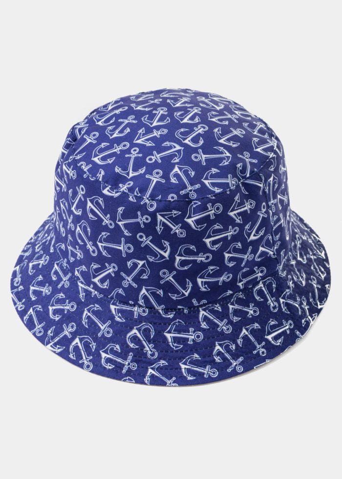 Double-Faced Bucket Hat Anchors Pattern & Beige - Image 3