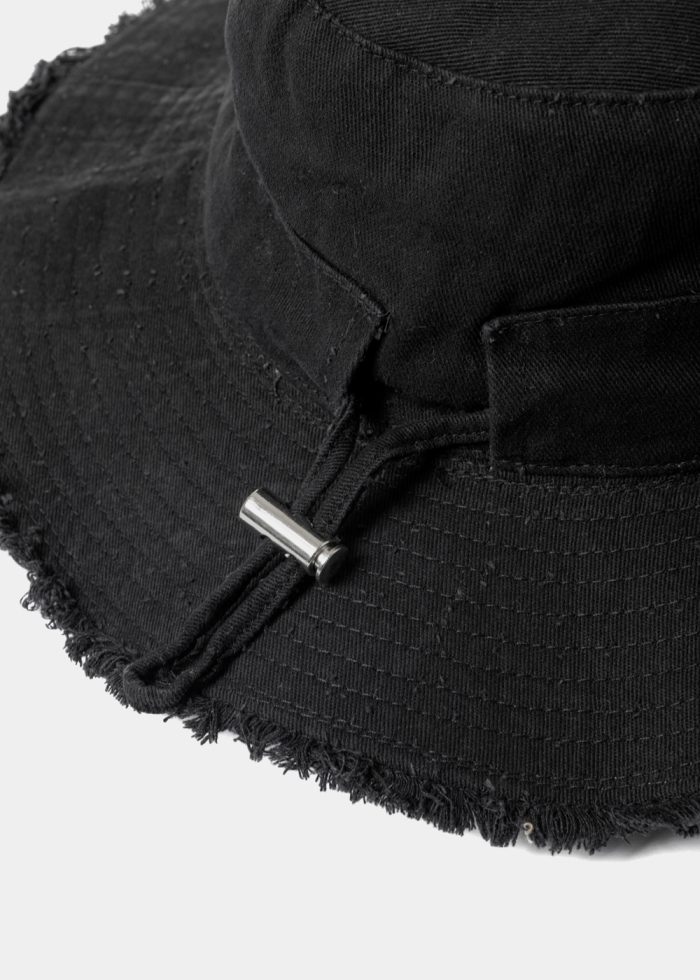 Black Cotton Bucket Hat - Image 3