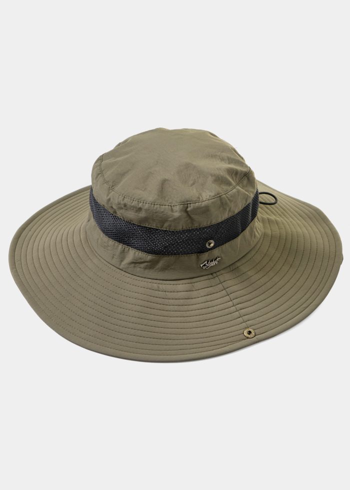 Khaki Active Bucket Hat w/ See-through Detail - Image 2