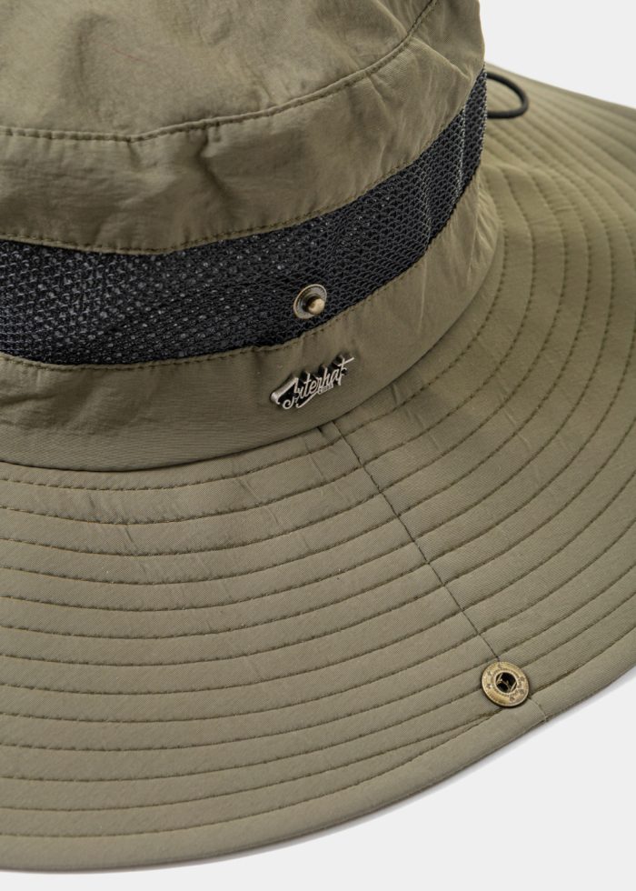 Khaki Active Bucket Hat w/ See-through Detail - Image 3
