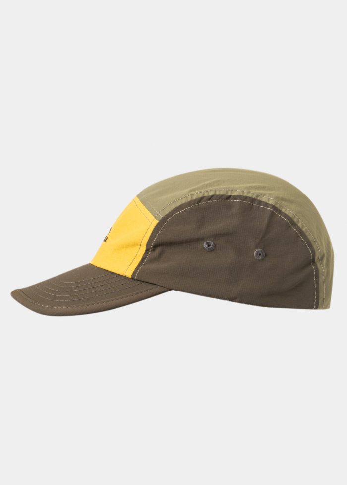 Tricolor Camper Cap in Brown, Yellow & Khaki - Image 2