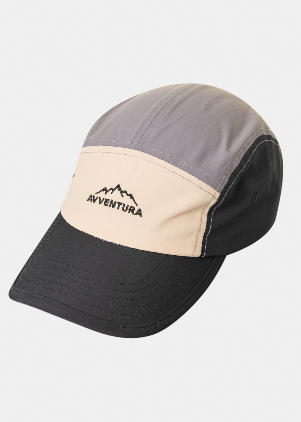 Tricolor Camper Cap in Black, Ecru & Grey Tricolor Camper Cap in Black, Ecru & Grey - Image 1