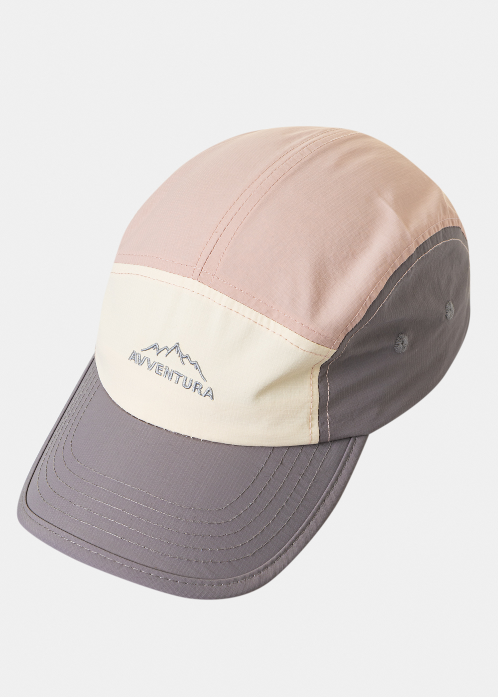 Tricolor Camper Cap in Grey, Ecru & Pink Tricolor Camper Cap in Grey, Ecru & Pink - Image 1