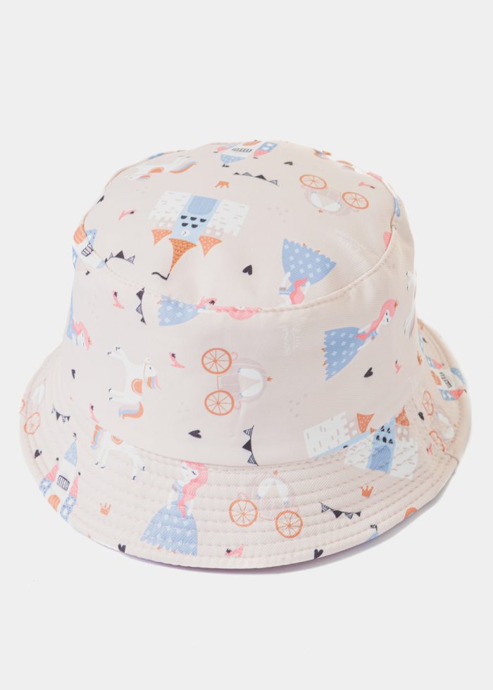 Kids Double-Faced Bucket Hat Castles Pattern & Pink - Image 3