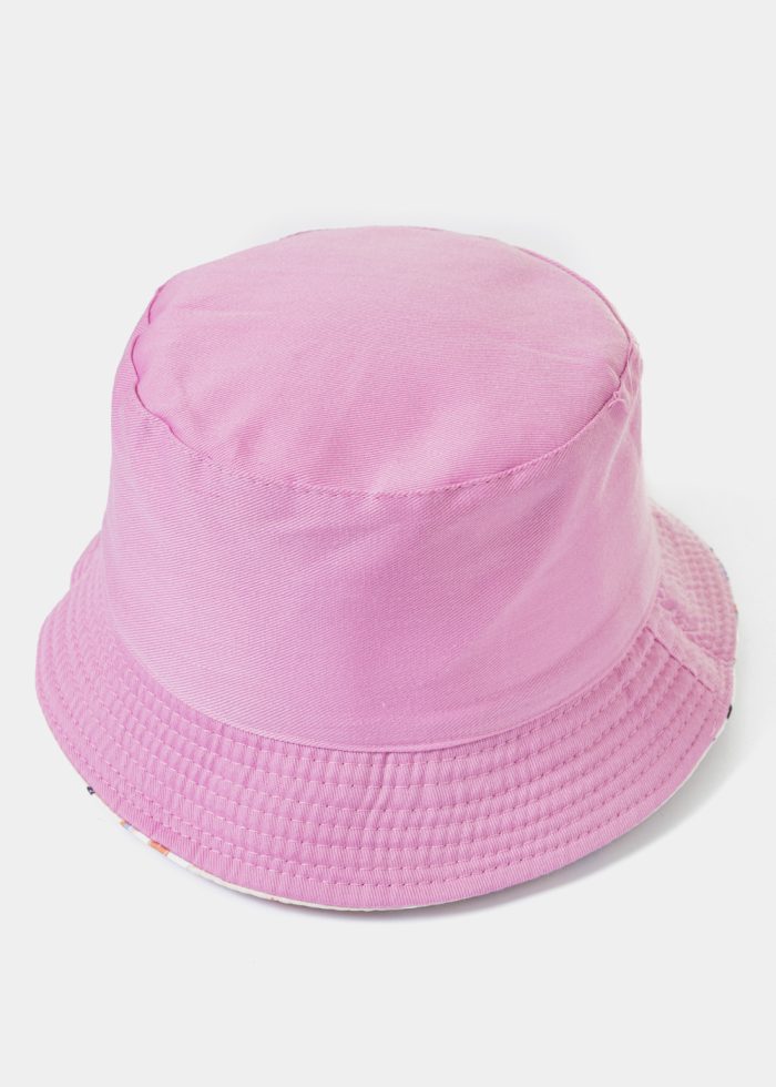 Kids Double-Faced Bucket Hat Castles Pattern & Pink - Image 2