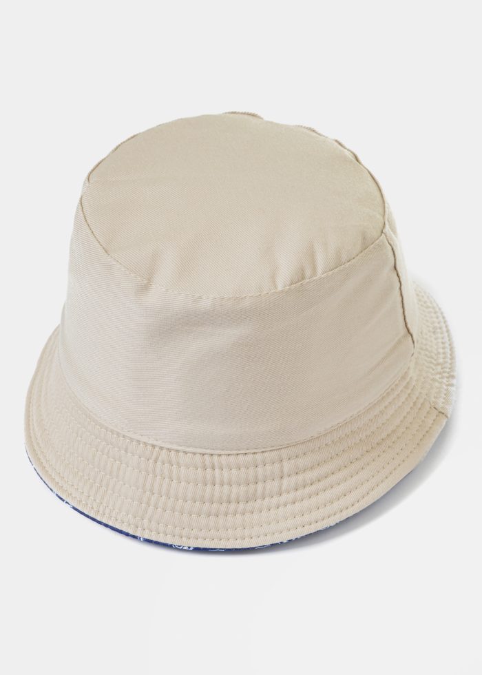 Kids Double-Faced Bucket Hat Anchor Pattern & Beige - Image 2