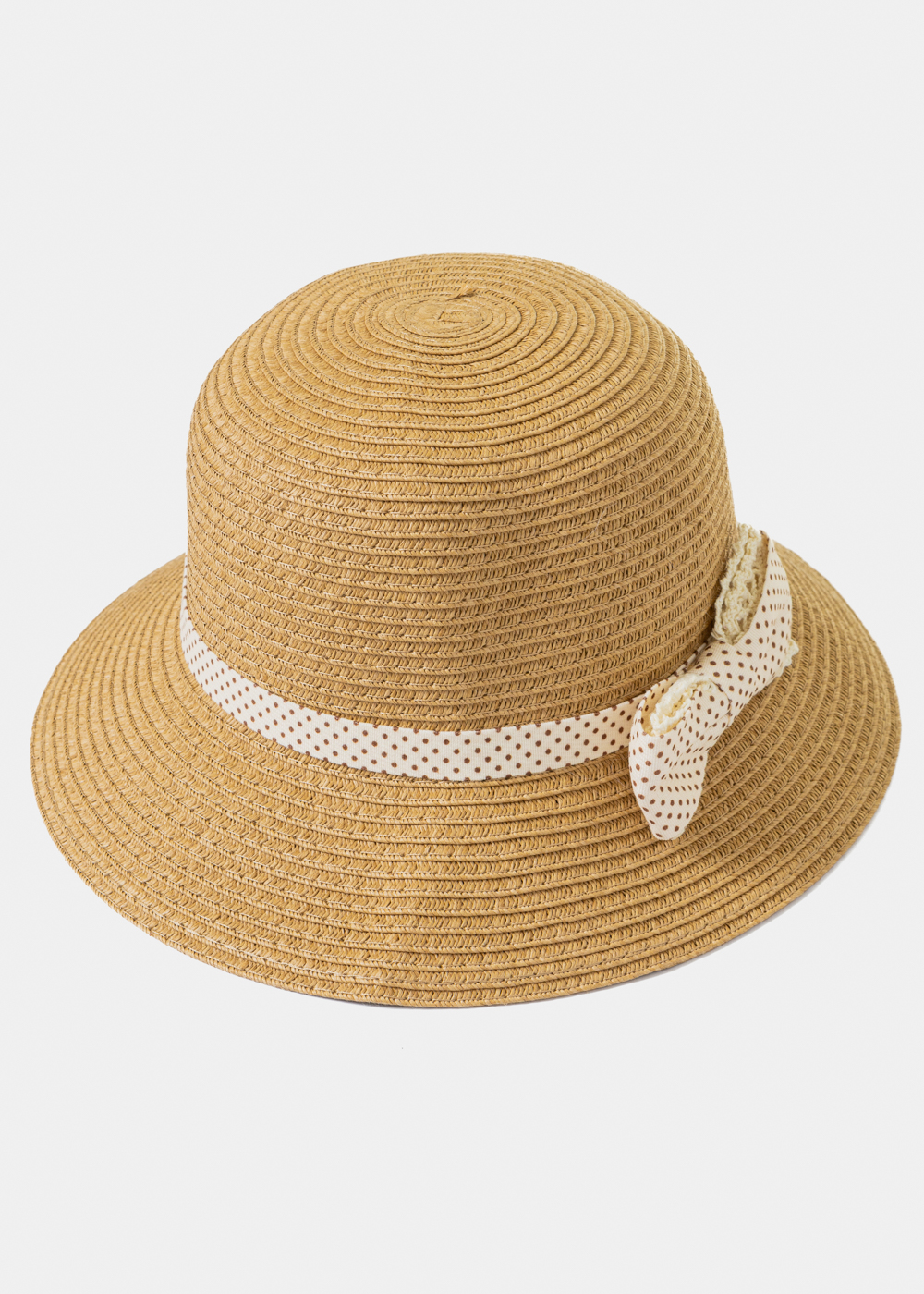 Brown Kids Straw Hat w/ Ecru Bow Brown Kids Straw Hat w/ Ecru Bow - Image 1