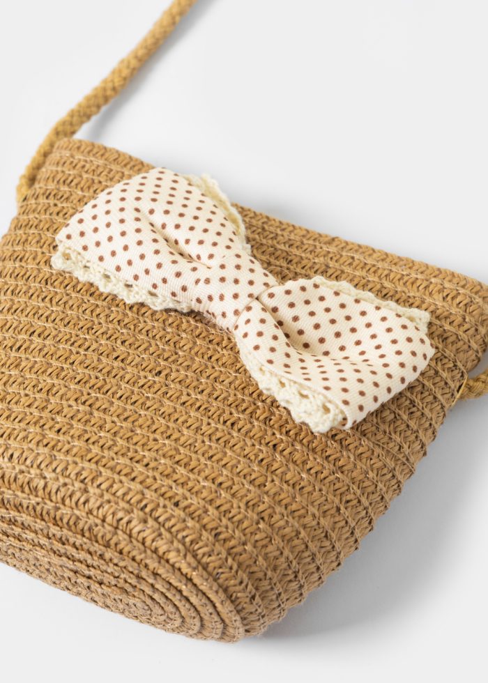 Brown Kids Bag w/ Ecru Bow - Image 2