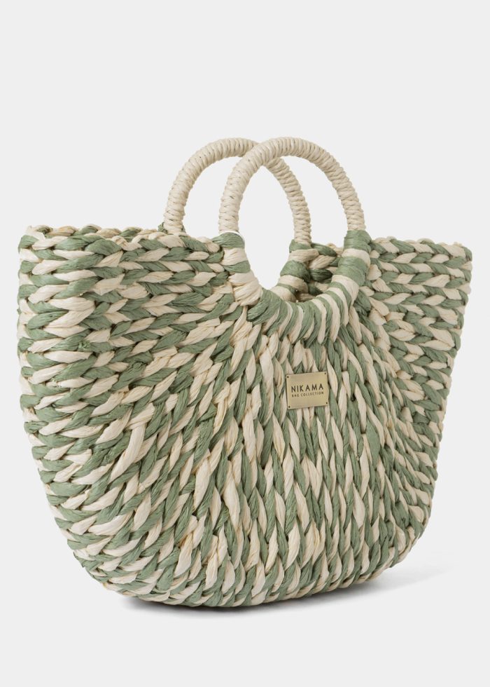 Green & Ecru Knitted Bag - Image 2