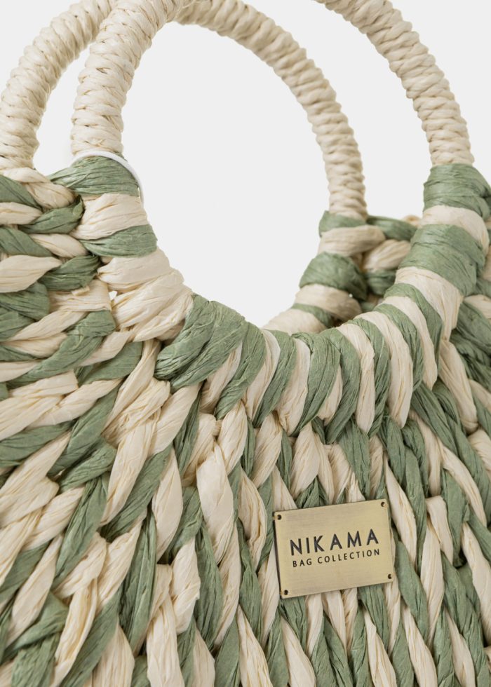 Green & Ecru Knitted Bag - Image 3