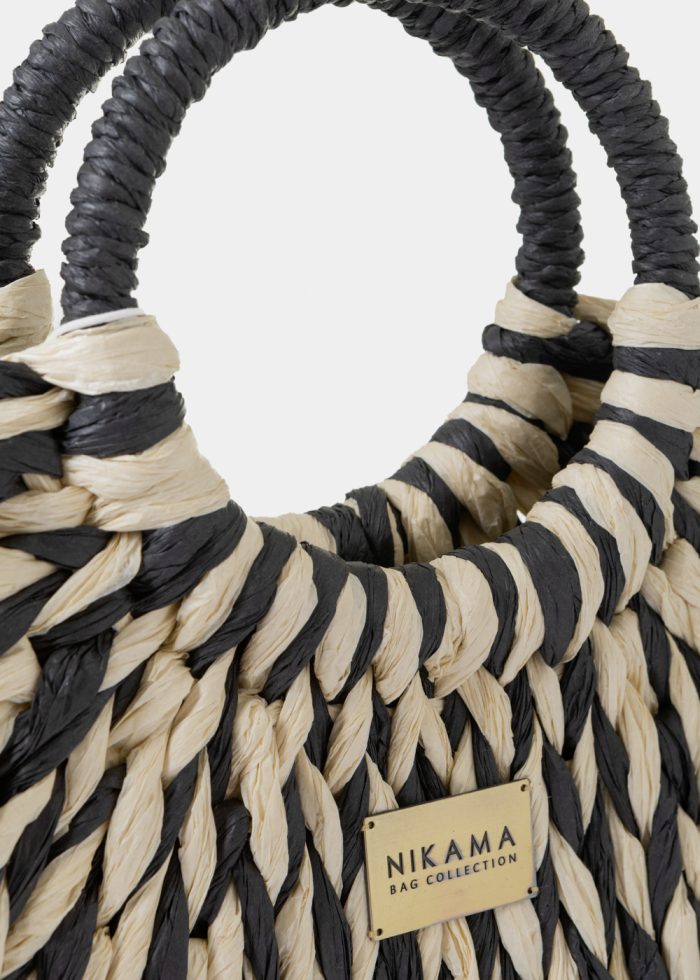 Black & Ecru Knitted Bag - Image 3