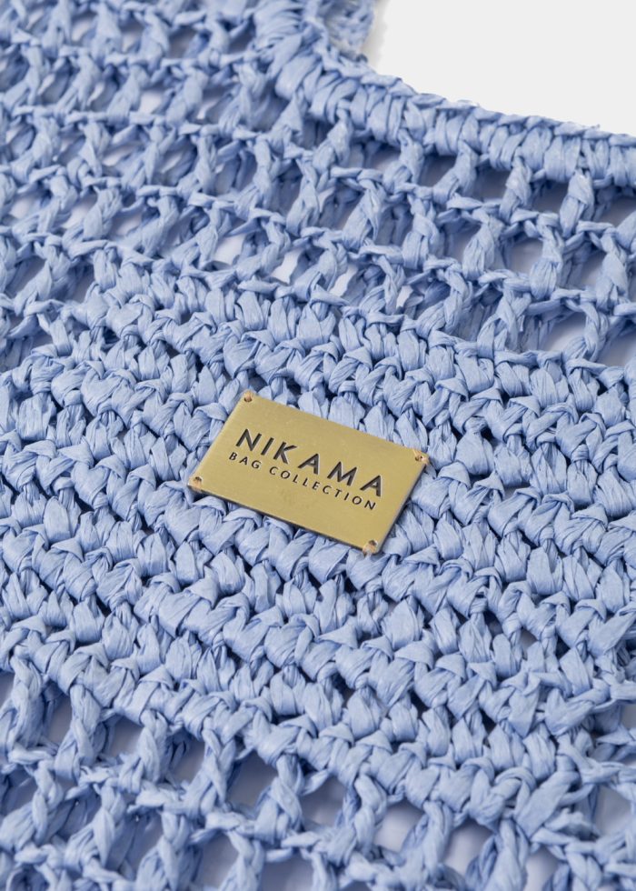 Light Blue Knitted Tote Bag - Image 2